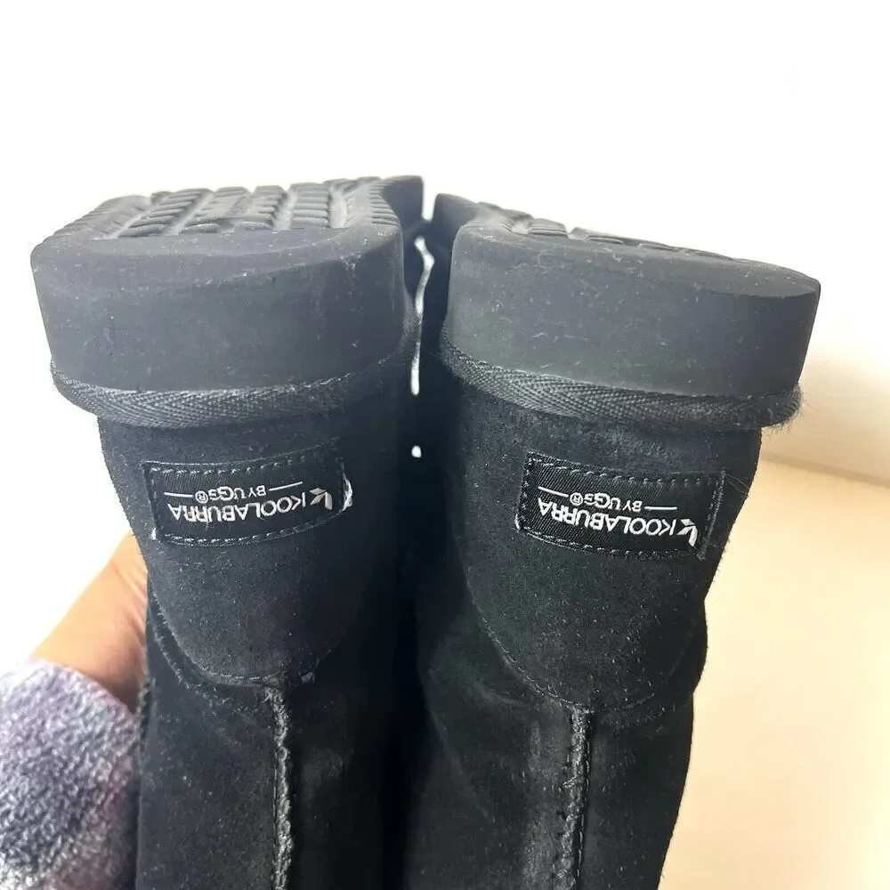 Koolaburra By Ugg Black Short Winter Boots Sherpa Lining Pull On Women's Size 7